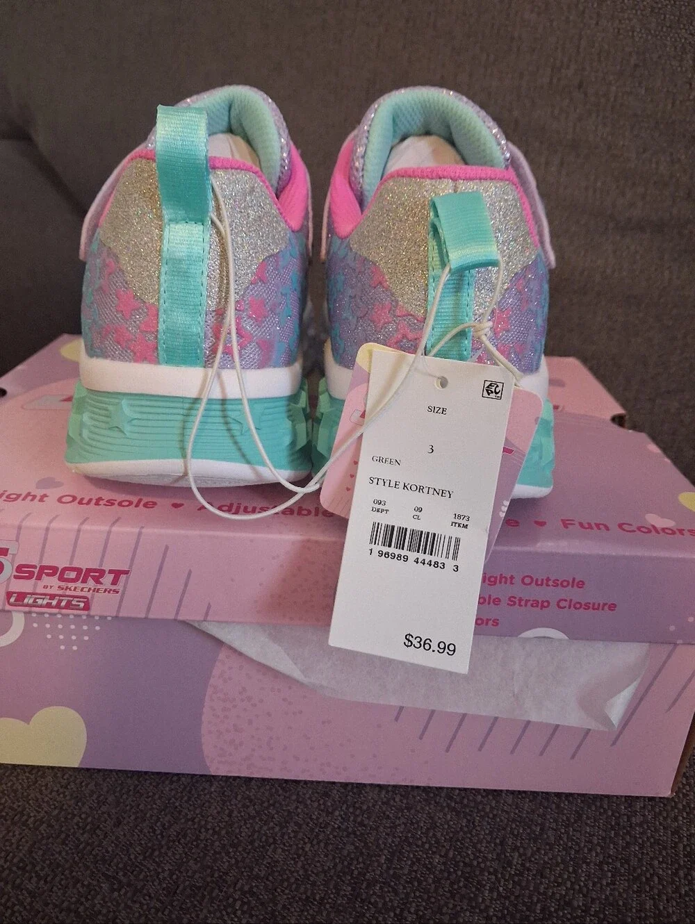 Skechers Kids Glitter Star Light-Up Sneakers - Purple, Teal, Pink